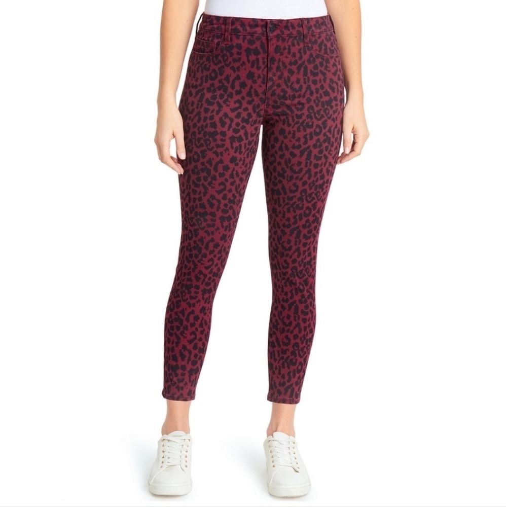 NWT Social Standards Ankle Skinny Sketchy Cheetah Red Pants Size 8